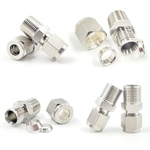 316L不锈钢卡套接头304直通终z端英制美制NPT外螺纹ZG气源仪表铜