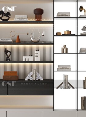 高级感轻奢样板间装饰品会所客厅开放格隔断柜P走廊公区工艺品摆