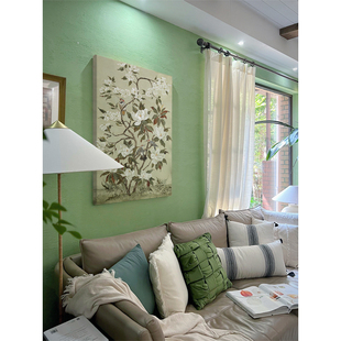 客厅纯手绘古典h装 油画书房肌理 饰画玄关麻雀花卉丙烯画卧室中式