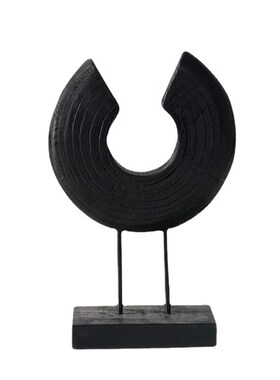 香樟木艺b术摆件黑色简约实木泡桐摆饰样板间餐厅客厅玄关摆件装