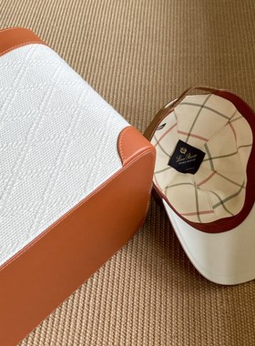 极速若奈 Loro Pian@古董白珍珠浮H雕外缝皮革实木把手多用收纳篮