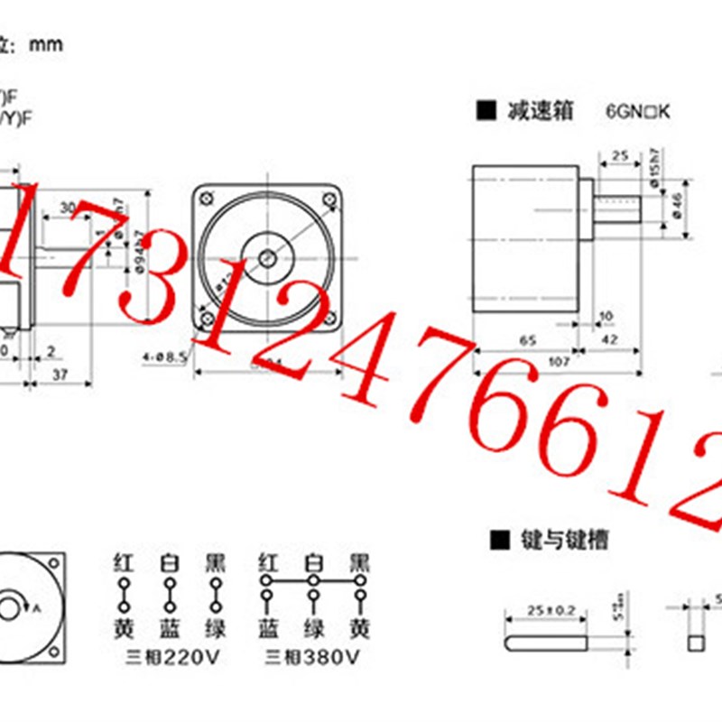 交流减速电机180w~300W齿轮 调速变频E 可逆220V380V-6GN15K