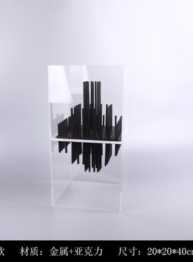 现代意式轻奢亚克力金属摆件x样板房玄关软装饰品几何空间金色摆