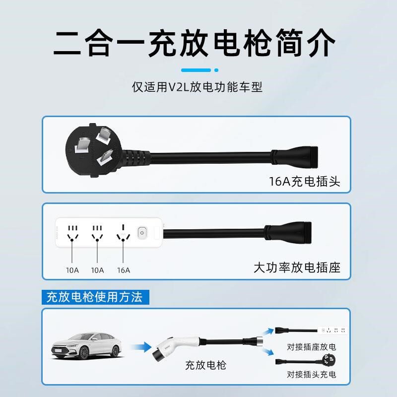 适用于零b跑C11充放一体枪车载外放电转换插座便携家用充电枪16A