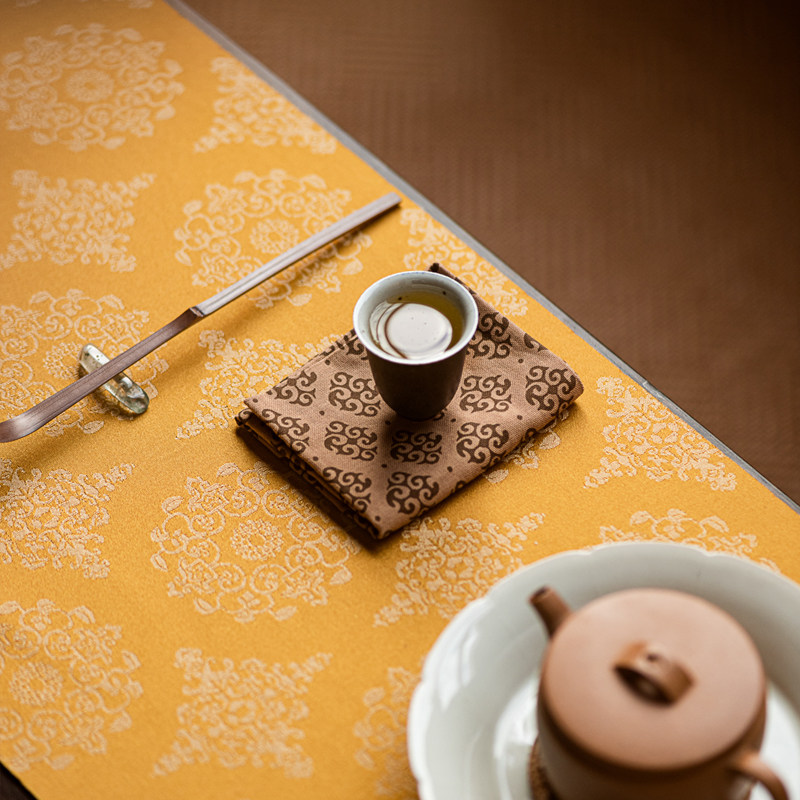 知舍茶具唐团花真丝茶席s双面桌旗织锦布艺茶帘【送防水席】不防,居家布艺,桌旗,淘宝优惠券,粉丝福利购,淘宝优惠卷