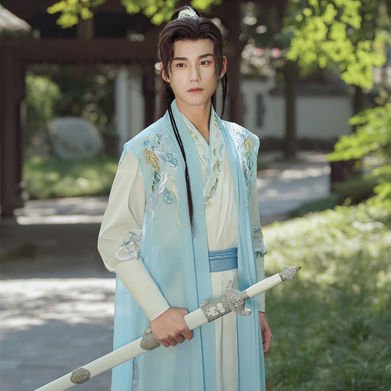 云歌霄臺原創(chuàng)漢服男宋制中國風武俠客交領成人清新刺繡男女同款