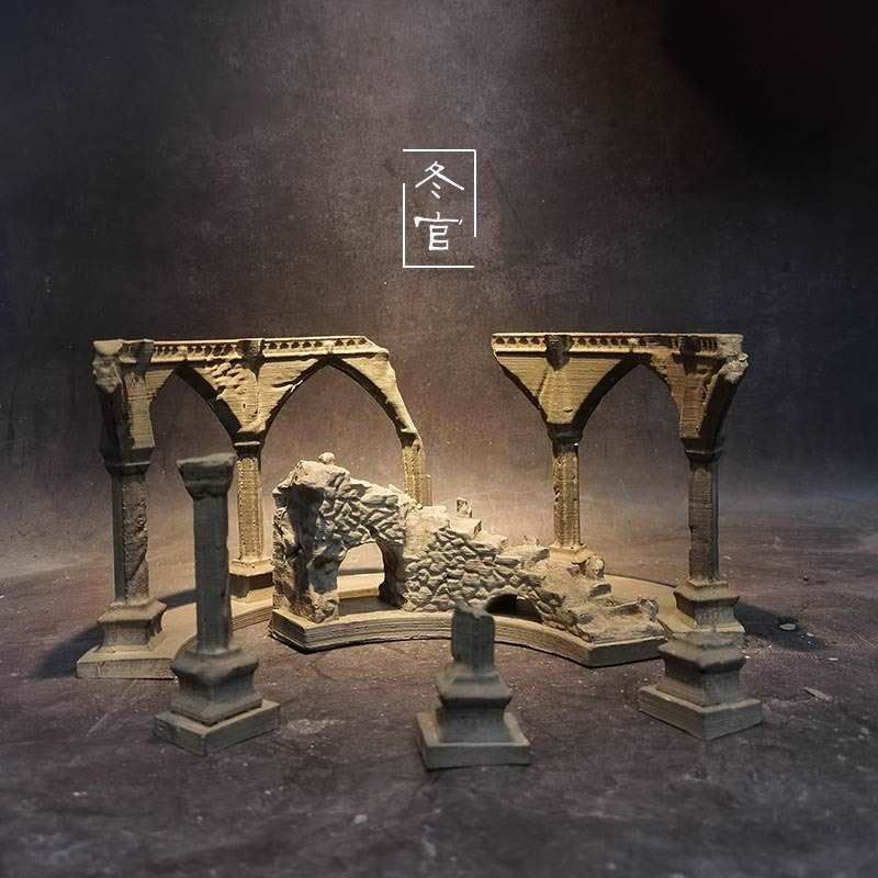 冬官手作 水泥鱼缸造景摆件装饰品苔藓盆微景观X废墟建筑物景,包装,五金配件包装,淘宝优惠券,粉丝福利购,淘宝优惠卷