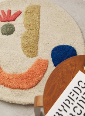 Ferm Living Panto笑脸J儿童房手工簇绒地毯趣味地垫