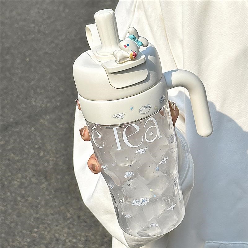 大容量吸管水杯2024新t款夏天女生双饮可爱便携办公室冰霸塑料杯