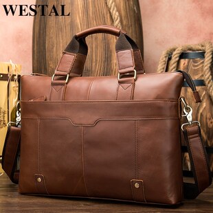WESTAL mens leather rbag for men briefcases bag men genuine