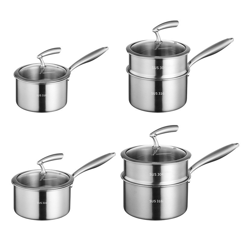 316不锈钢奶锅蒸锅小汤锅家用牛奶锅小奶锅加厚热奶W锅电磁炉通用