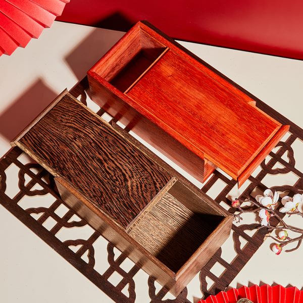 鸡翅木抽拉盒实木花梨木复古风桌面储物盒抽匣收拾盒小整理防尘盒