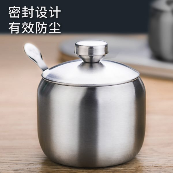 YSJ304不锈钢调料盒组合装家用厨房创意用品 味精糖罐收纳盒有盖