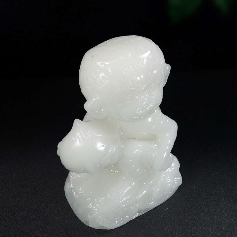 天然阿富汗白玉猴子摆件玉石十二生肖猴贺寿猴装饰品家具摆设礼