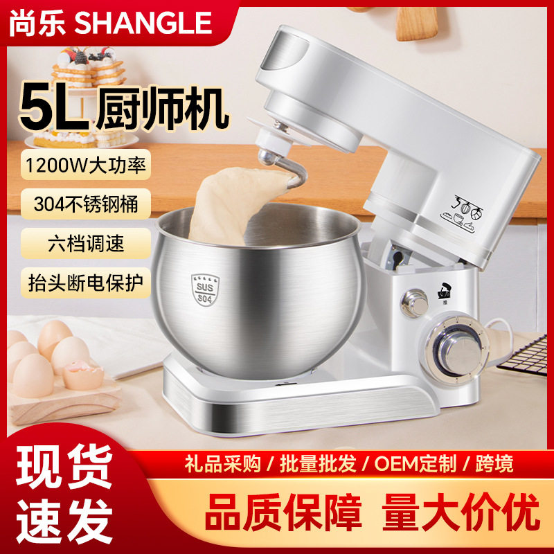 厂家直销师机5L多功能台式打蛋器家用全自动搅拌器不锈钢桶和面机