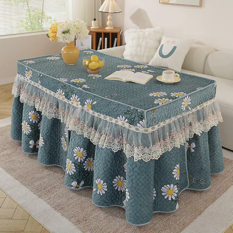 加厚电炉罩茶几罩双面荷兰绒烤火被桌布新款电取暖炉罩套裙长方形