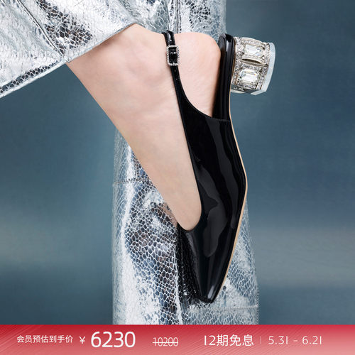 CASADEI/卡桑蒂【26新品】Samurai漆皮露跟鞋 水钻粗跟低跟凉鞋