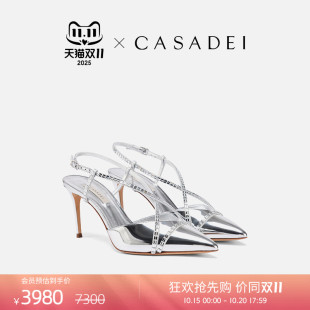 羊皮内里尖头高跟露跟凉鞋 CASADEI 早秋新品 双11抢先购 卡桑蒂