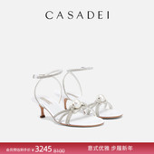 休闲珍珠高跟凉鞋 CASADEI 卡桑蒂JULIA气质闪耀水钻时尚 一字带