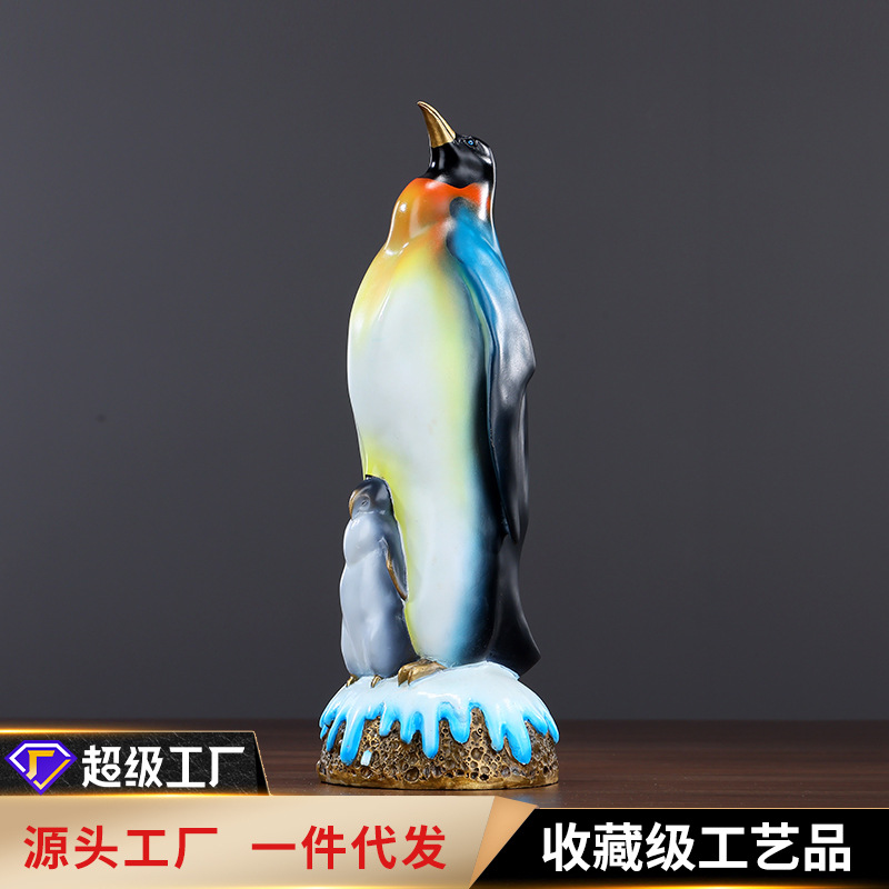 黄铜企鹅父子亲子摆件家居礼品办公室办公桌书桌可爱商务礼品摆设