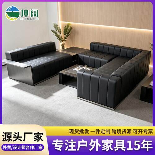 意式极简竖纹分段真皮沙发组合自由拼接直排转角轻奢大户型皮沙发