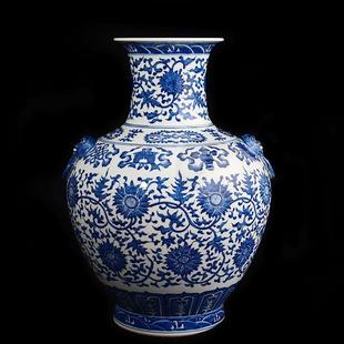 飾中式 景德鎮(zhèn)陶瓷花瓶插花客廳擺件家居大號落地裝 瓷器工藝品擺設(shè)