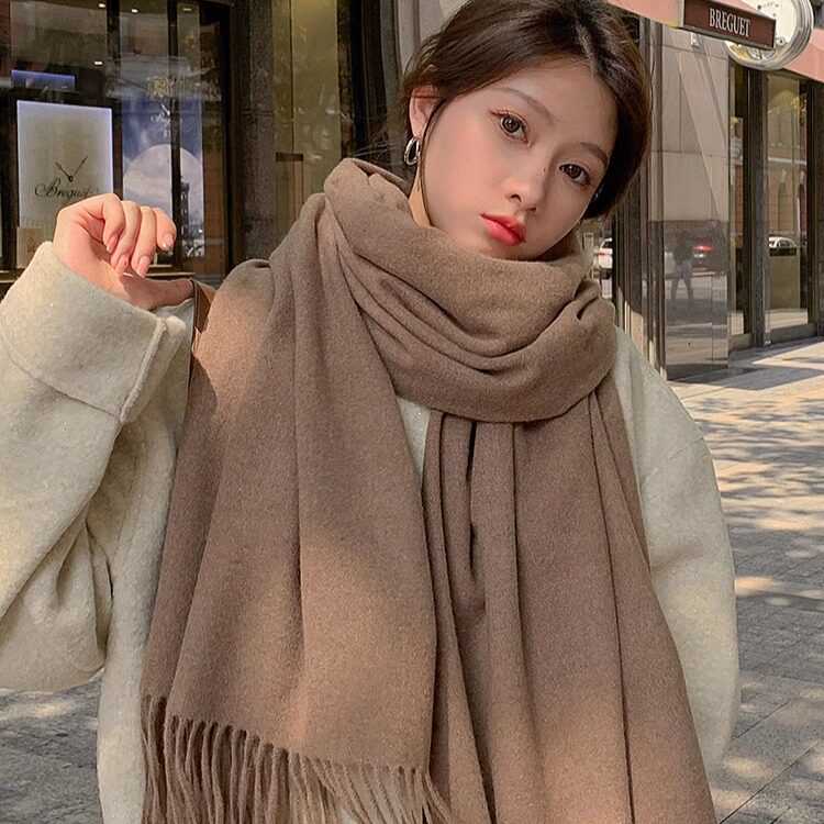 围巾女冬季韩版百搭仿羊绒纯色