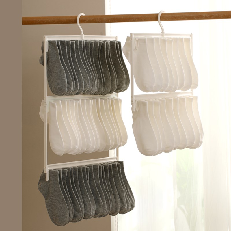 袜子收纳架放袜子的神器学生宿舍衣柜悬挂晾袜架多夹子防风晒架子