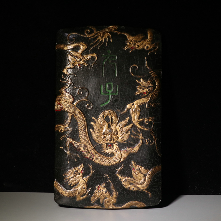 古版徽墨精品墨文化精髓古人设计模具的一条精品墨条收藏摆件