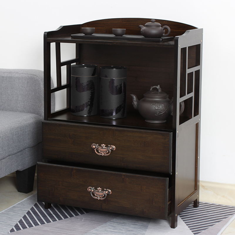 置物架子茶叶架楠竹落地多层茶叶柜收纳架泡茶台茶柜架实木储物架