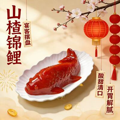 【特价两盒】锦鲤山楂糕山楂鱼摆盘开胃菜鱼形节日摆盘吉庆