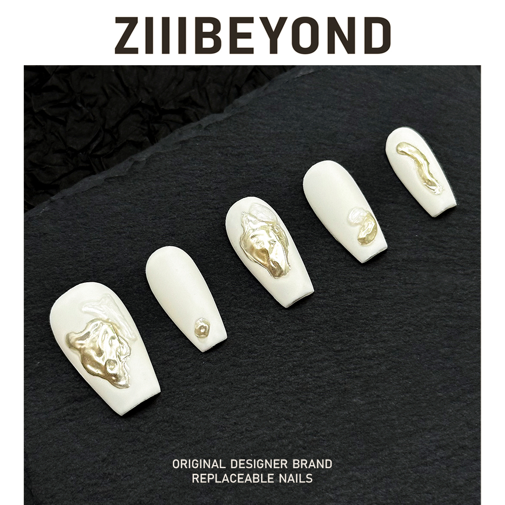 再变 告白美甲纯手工穿戴甲琉璃显白高雅轻奢美甲贴片短梯ZB83