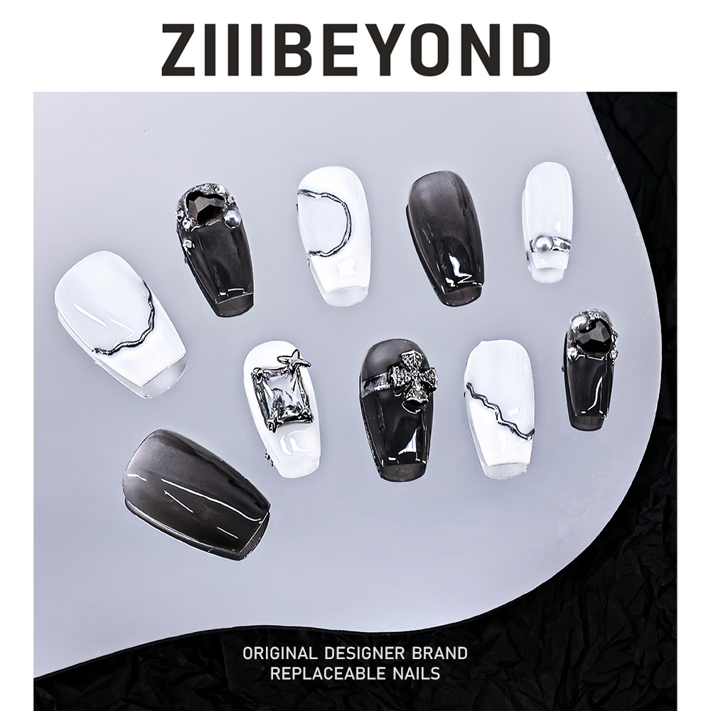 【U先试用】再变 寂静雪松美甲纯手工穿戴甲Y2K辣妹美甲短梯ZB15