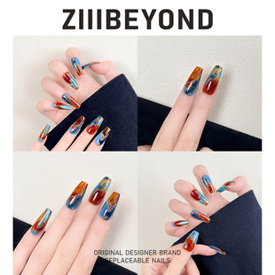 再变 婚礼穿戴甲显白国风新娘纯手工猫眼ZB205 敦煌漠影美甲新中式