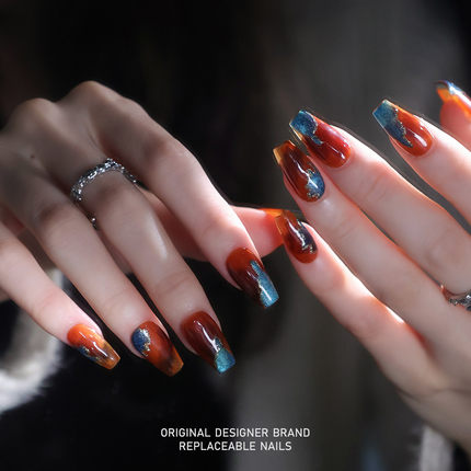 再变敦煌韵美甲新中式结婚礼穿戴甲显白国风新娘纯手工猫眼古风56