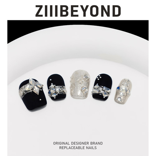 再变纯手工穿戴甲闪钻