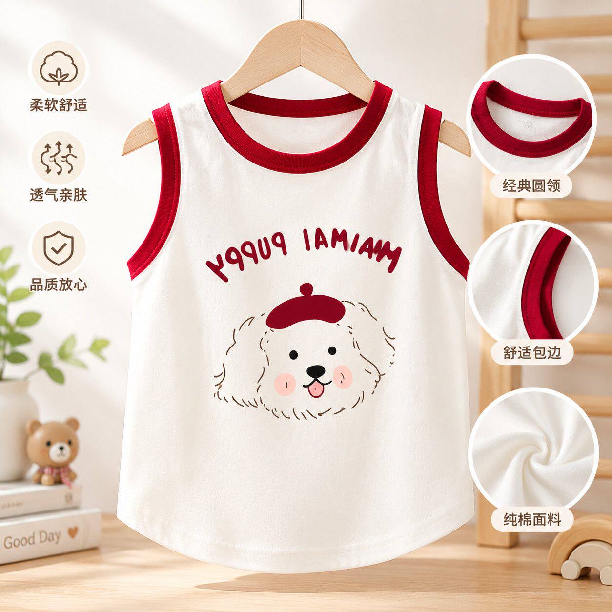中型犬夏季新款宠物狗狗柯基法斗巴哥薄款透气可爱卡通背心