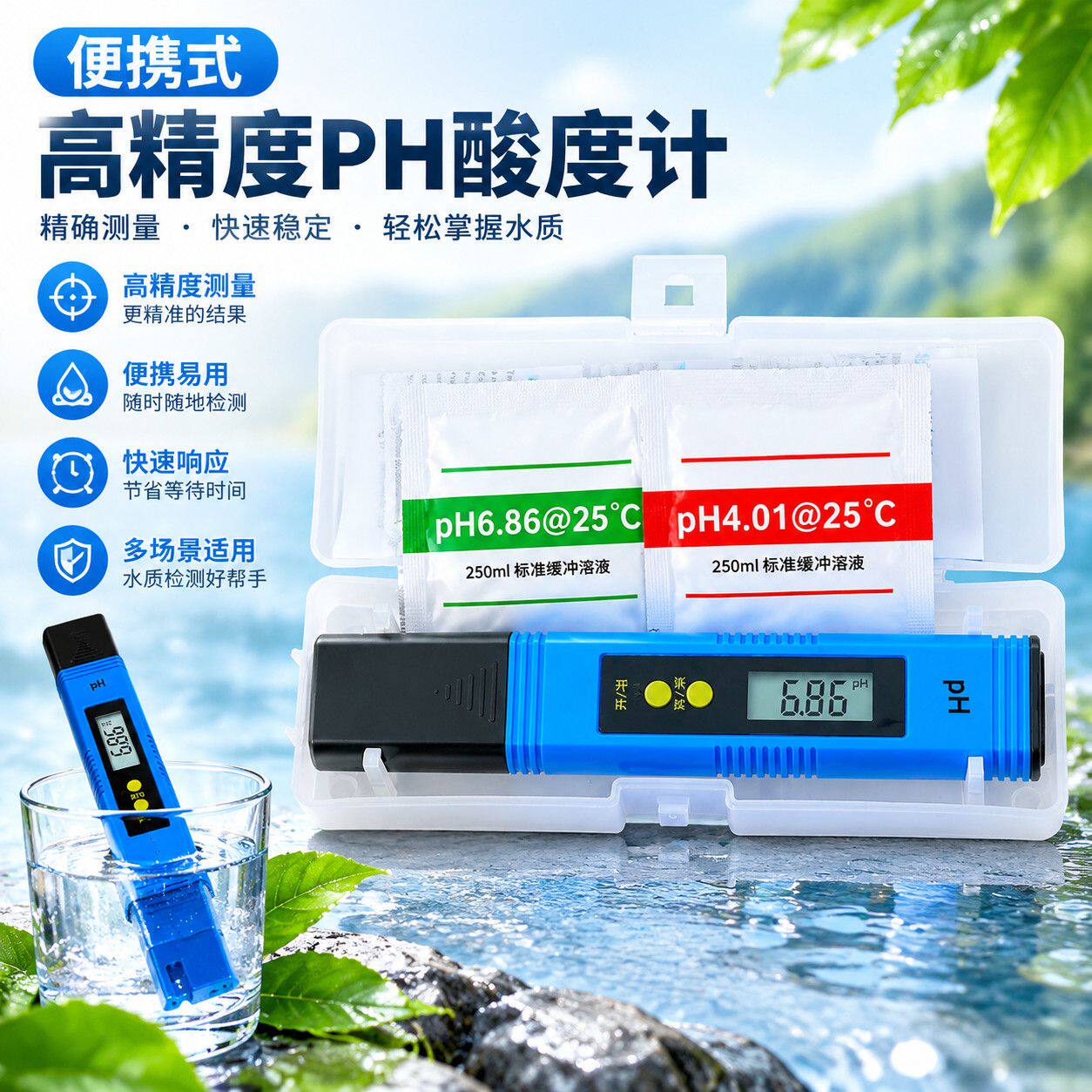 水族鱼缸 PH 测试笔便携式高精度酸度计水质酸碱度检测仪 PH 监测