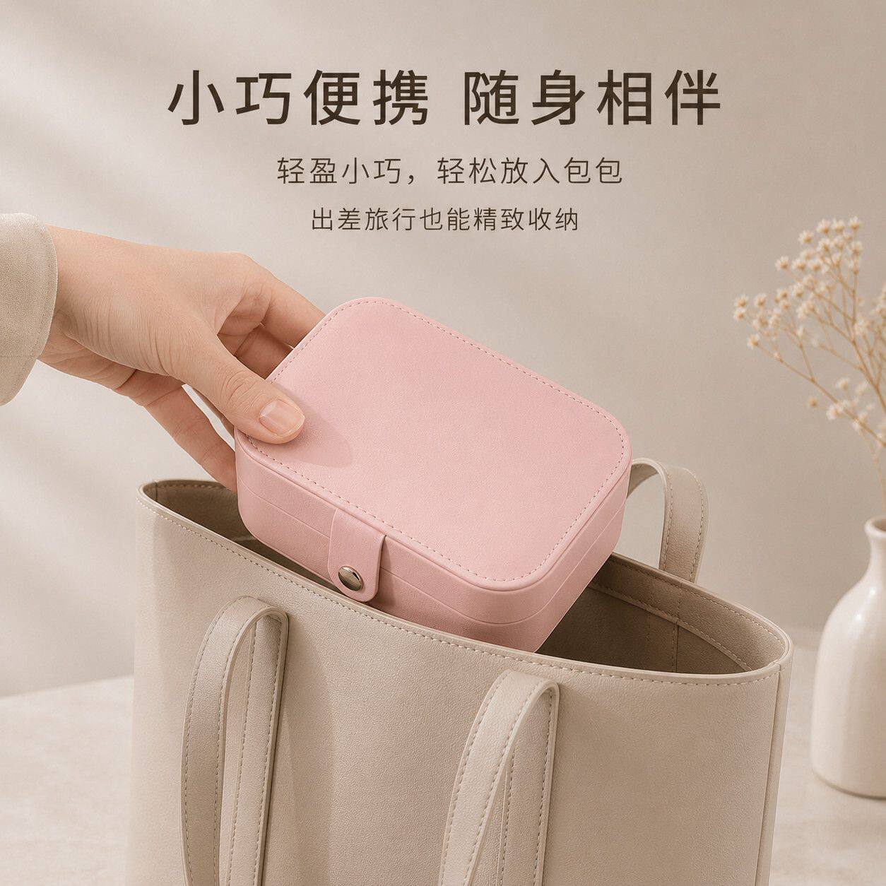 轻奢迷你旅行首饰收纳盒女生戒指耳钉项链饰品分类整理便携盒