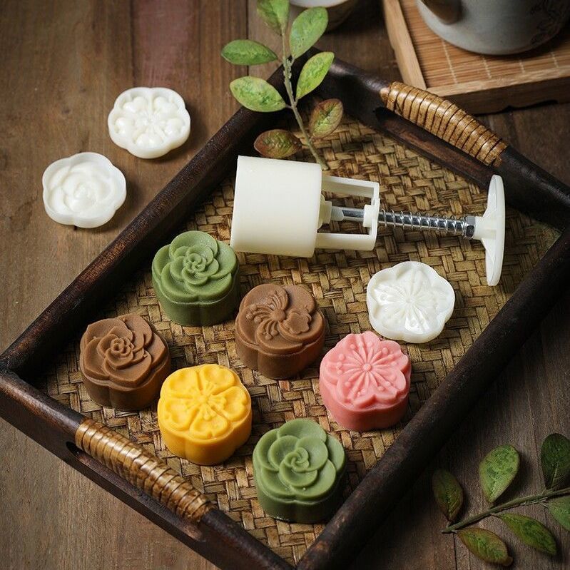中秋家用手按压冰皮月饼模具绿豆糕桂花糕点烘焙商用印具磨具