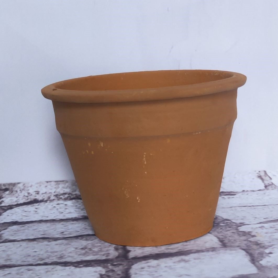 老式泥瓦盆透气耐用 陶土素烧黑陶红陶陶瓷多肉小花盆 口径19厘米