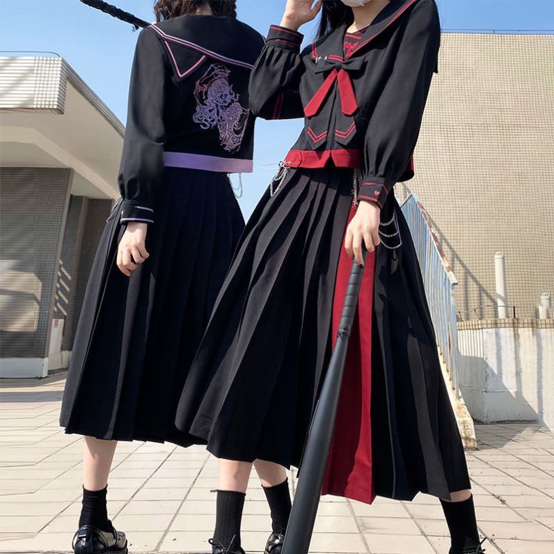 虞姬jk制服套装正版原创春夏新款双子不良少女水手服长袖长裙全套