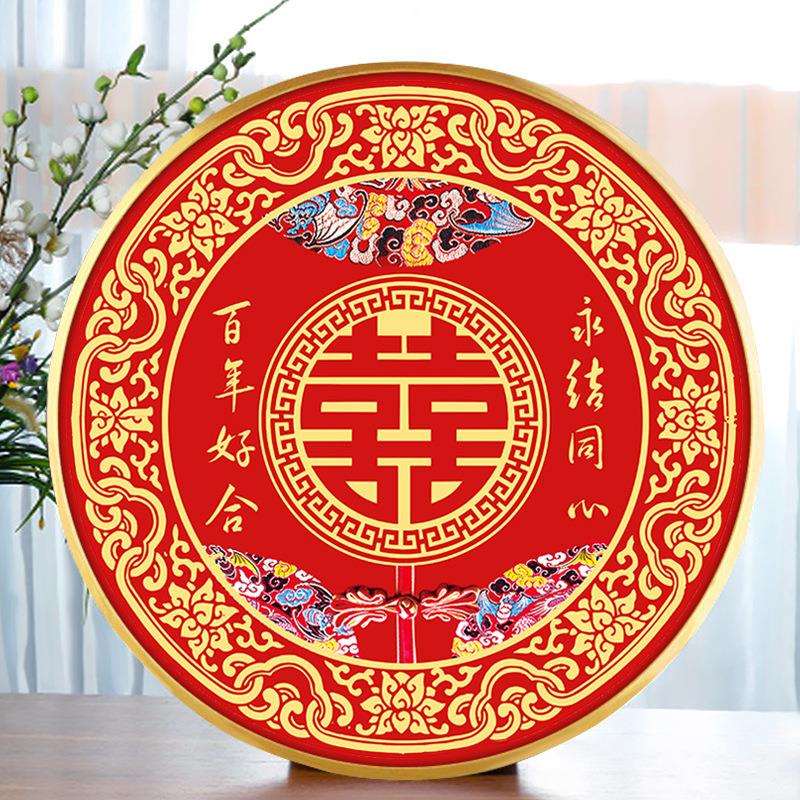 2022新款线绣喜结良缘十字绣客厅中国风小件结婚卧室满绣圆形印花