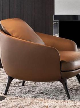 拉斐尔意式真皮沙发休闲椅阳台布艺单人轻奢家用北欧简约老虎椅