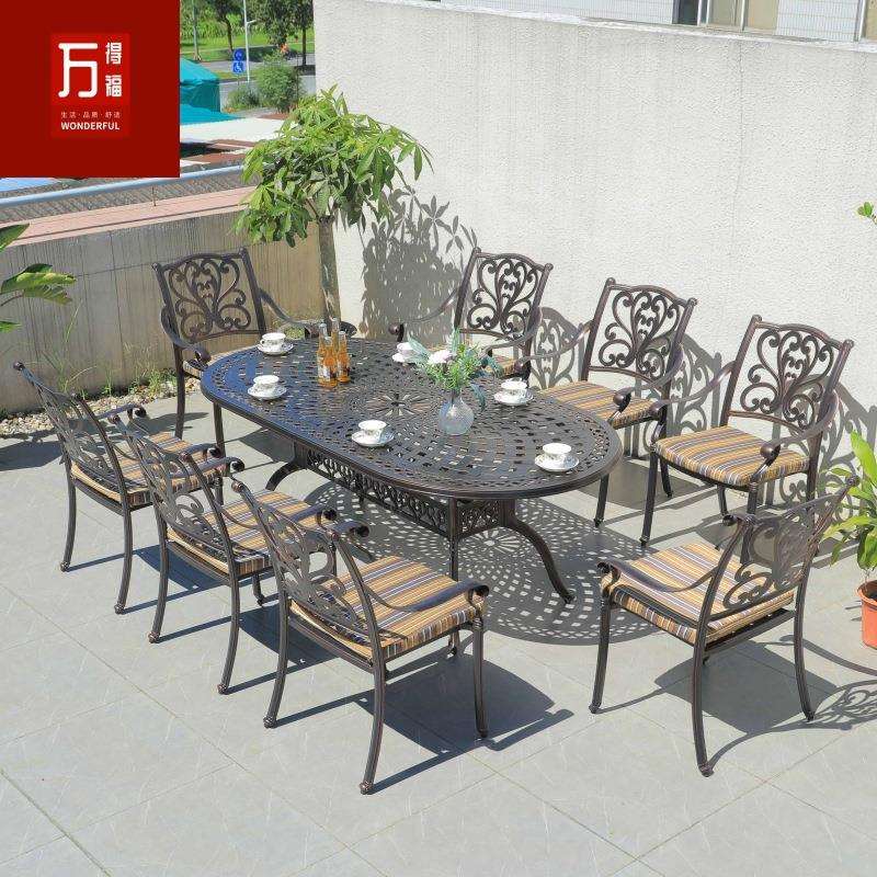 户外铁艺餐桌铸铝桌椅组合三五件套露天阳台花园庭院休闲室外家具