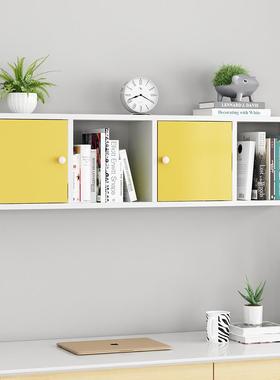 上墙书架免打孔置物架悬空储物柜壁挂式墙壁柜悬空吊柜客厅电视柜