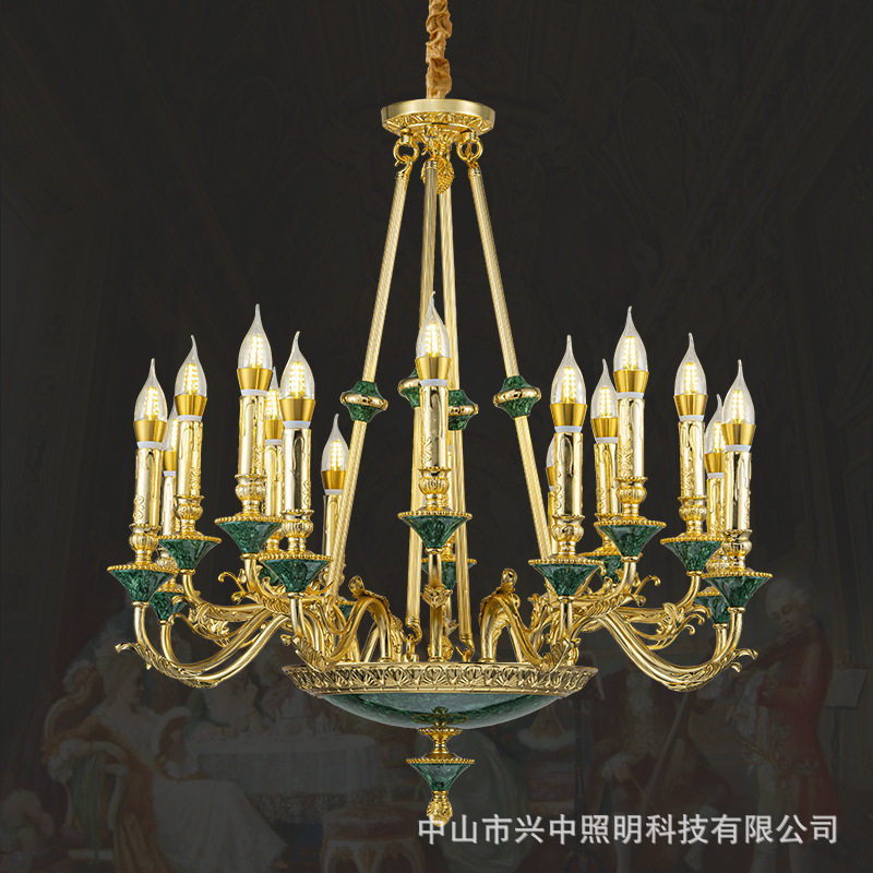 法式吊灯欧式复古奢华大气灯客厅餐厅蜡烛灯别墅大厅卧室全铜灯具