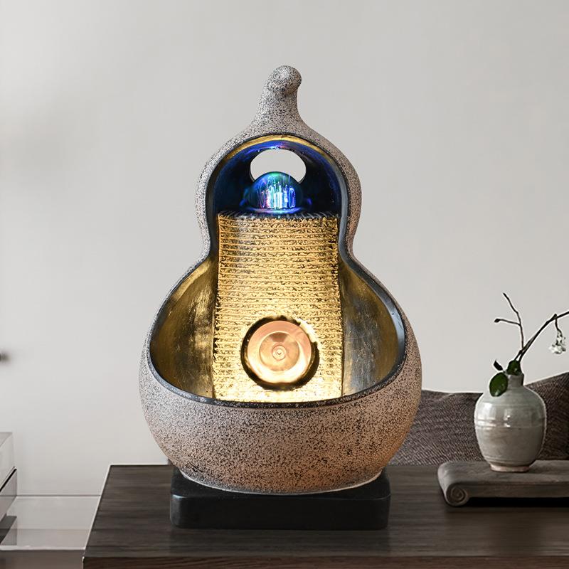 创意葫芦流水摆件循环喷泉招财客厅水幕墙桌面装饰品乔迁开业送礼