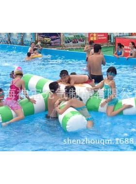 水上乐园玩具水上漂浮物充气跷跷水上乐园加厚彩色充气水上滚筒
