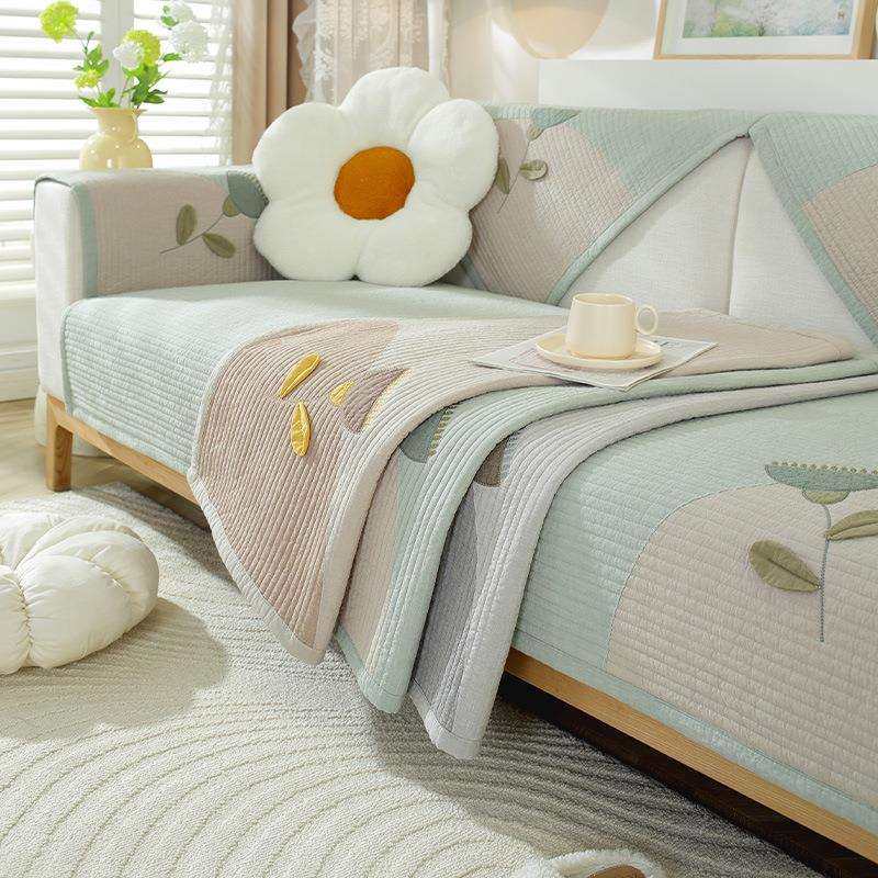小清新纯棉沙发垫四季通用高档防滑坐垫子简约全棉沙发罩盖布巾